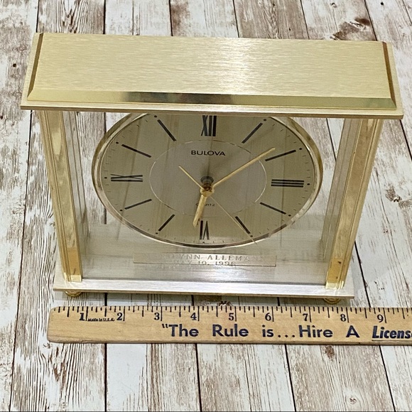 BULOVA Grand Prix B-1700 Gold-tone Brass Mantle Clock - Picture 5 of 14